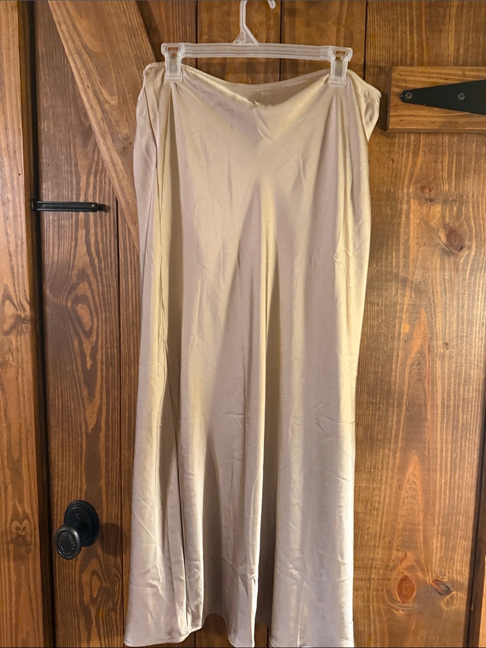 Old Navy Satin Bias Slip Skirt in Light Beige